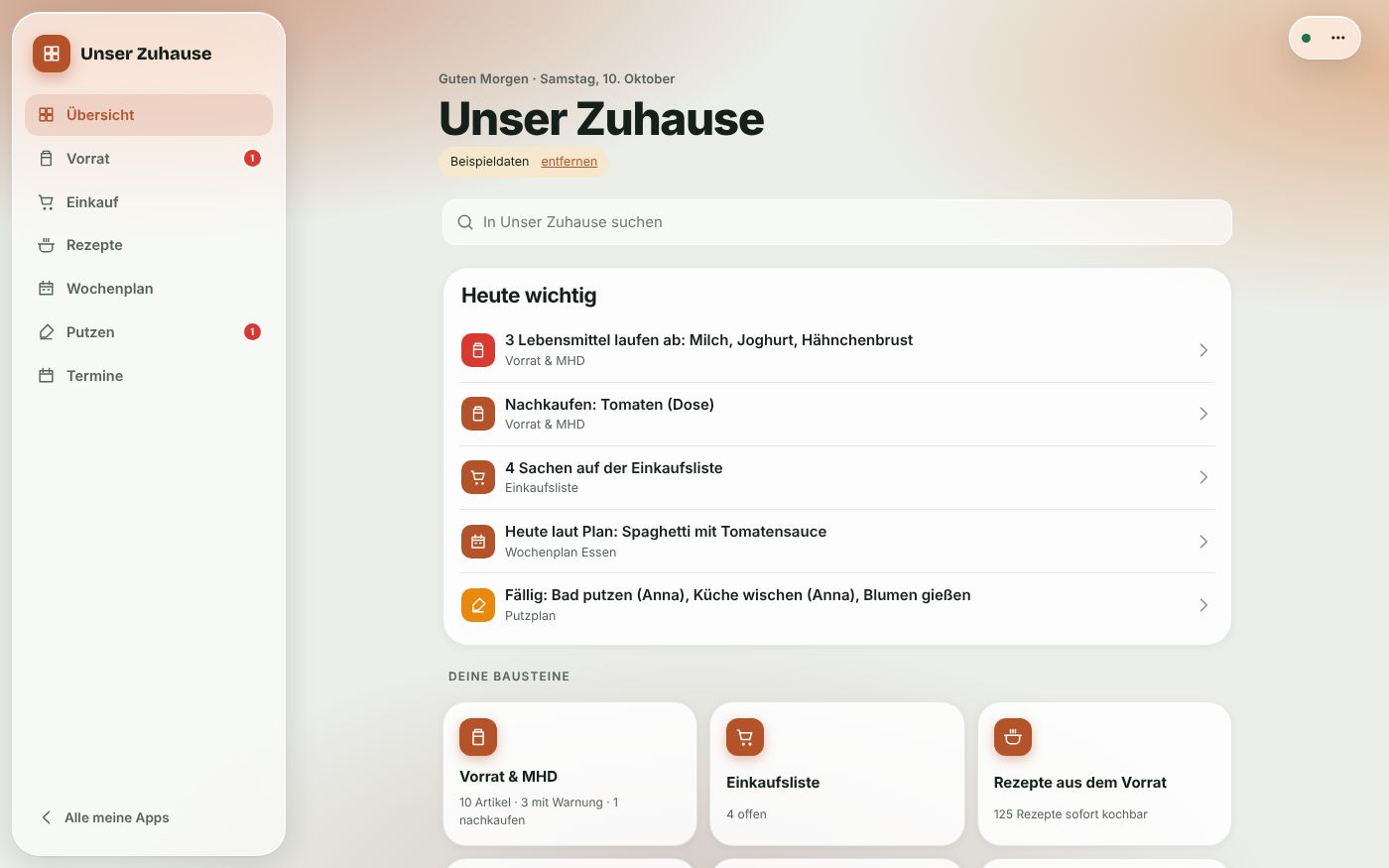 Eine Beispiel-App aus dem Baukasten am Computer