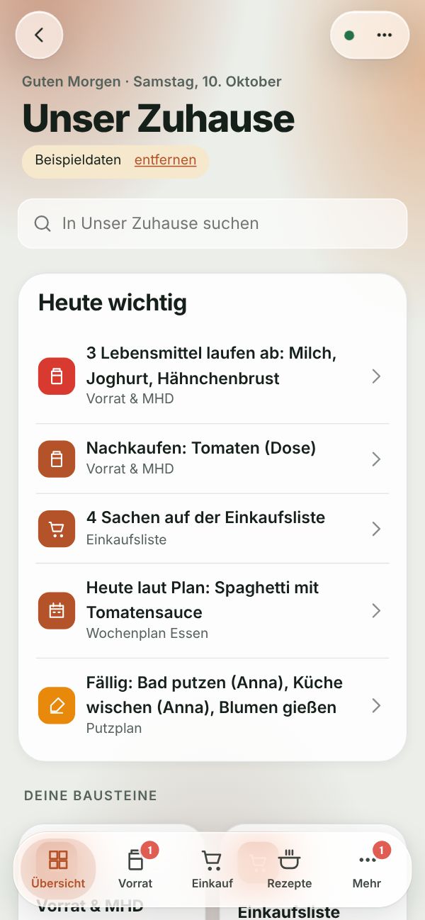 Dieselbe Beispiel-App auf dem Handy