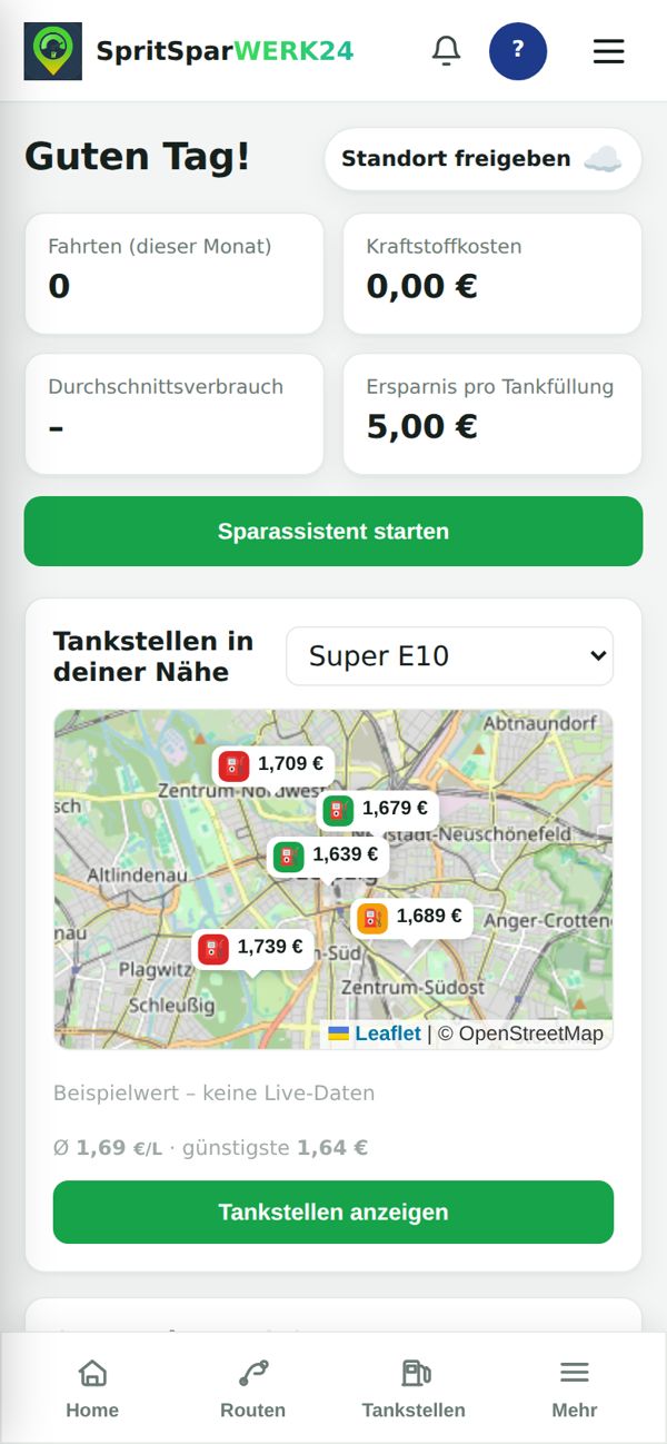 SpritSparWERK24 auf dem Handy